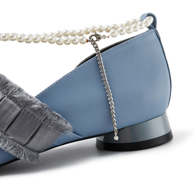 Ladies Pearl Ankle Strap Low Heel Pumps 5574 Blue - House of Avenues - Designer Shoes | 香港 | 女Ã? House of Avenues