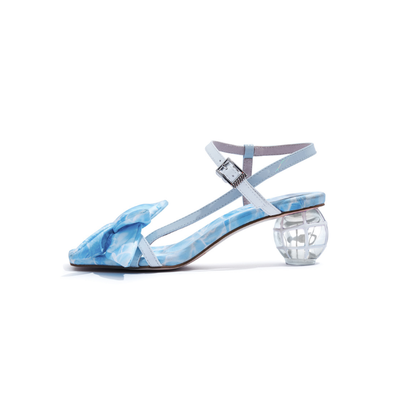 Satin Goldfish Bow Ankle Strap Sandal 5617 Blue - House of Avenues - Designer Shoes | 香港 | 女Ã? House of Avenues