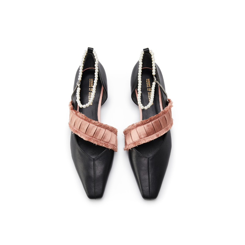 Ladies Pearl Ankle Strap Low Heel Pumps 5574 Black - House of Avenues - Designer Shoes | 香港 | 女Ã? House of Avenues