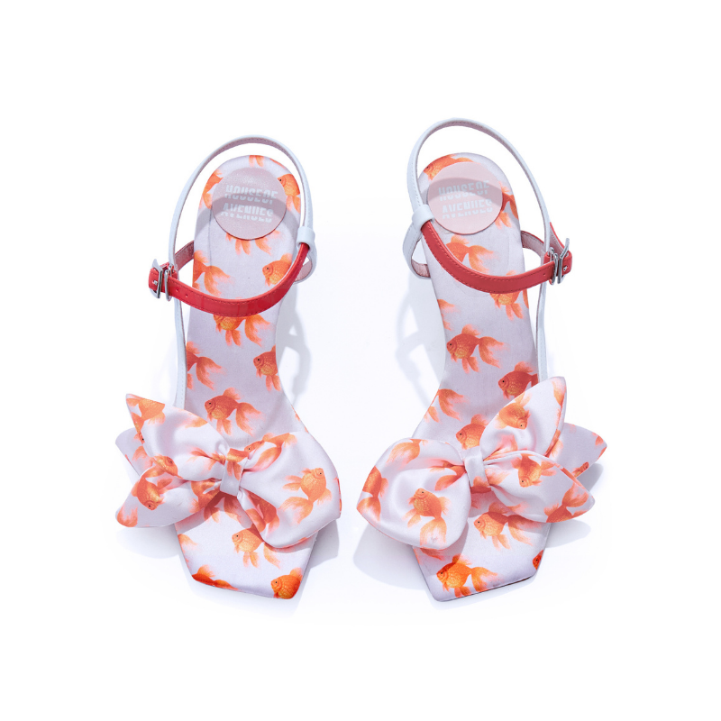 Satin Goldfish Bow Ankle Strap Sandal 5617 Red - House of Avenues - Designer Shoes | 香港 | 女Ã? House of Avenues