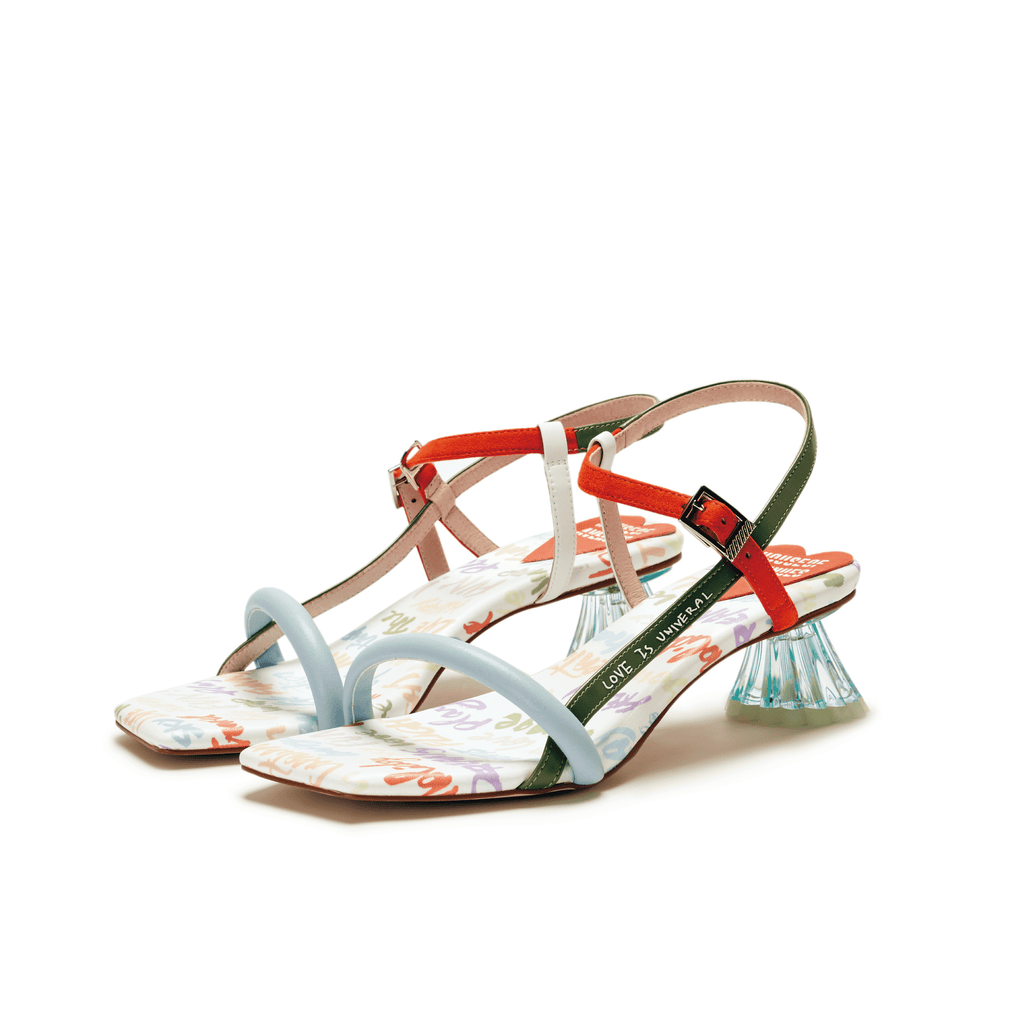 Ladies' Allover Print Vase Heel Sandal 5513 White - House of Avenues - Designer Shoes | 香港 | 女Ã? House of Avenues