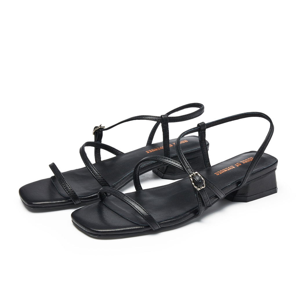 Ladies'  Sheep Skin Strap Flat Sandal 5770 Black - Designer Shoes | 香港 House of Avenues 女Ã?