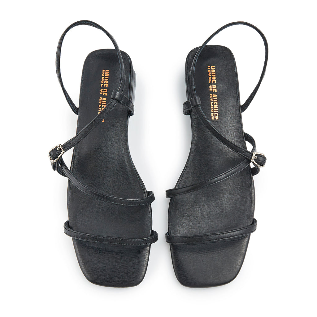 Ladies'  Sheep Skin Strap Flat Sandal 5770 Black - Designer Shoes | 香港 House of Avenues 女Ã?