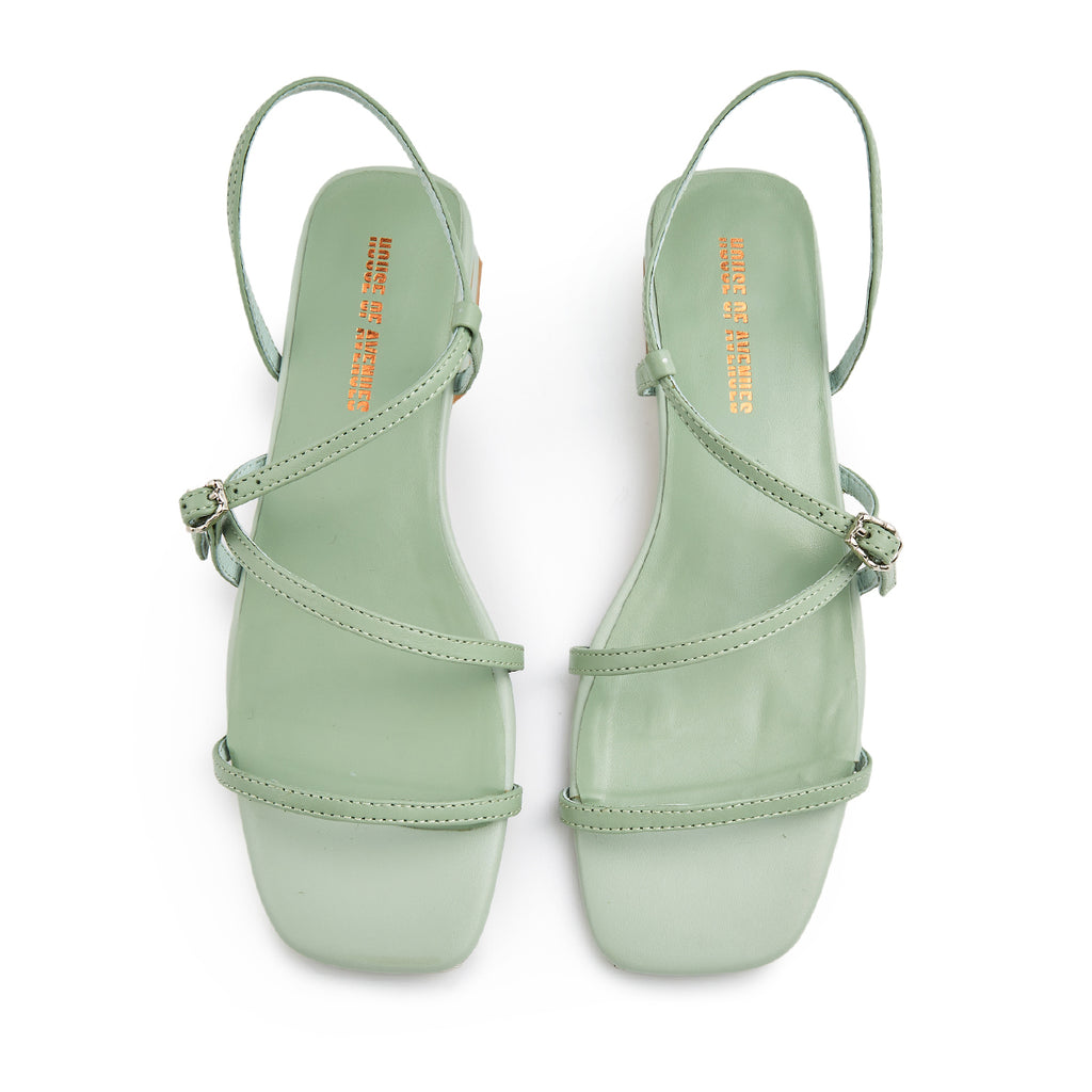 Ladies'  Sheep Skin Strap Flat Sandal 5770 Green - Designer Shoes | 香港 House of Avenues 女Ã?