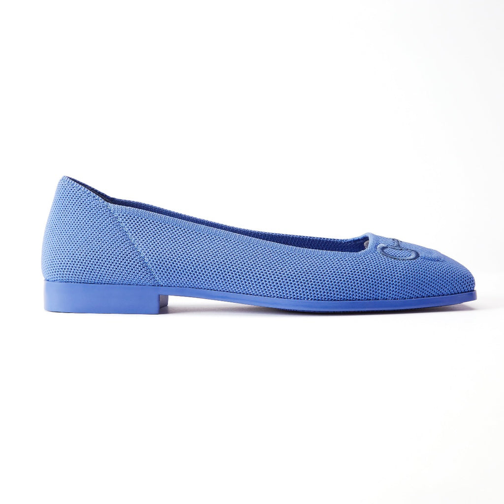 Malove Ladies' Saddle Buckle Embroidered Flats 5811 Blue - Designer Shoes | 香港 House of Avenues 女Ã?