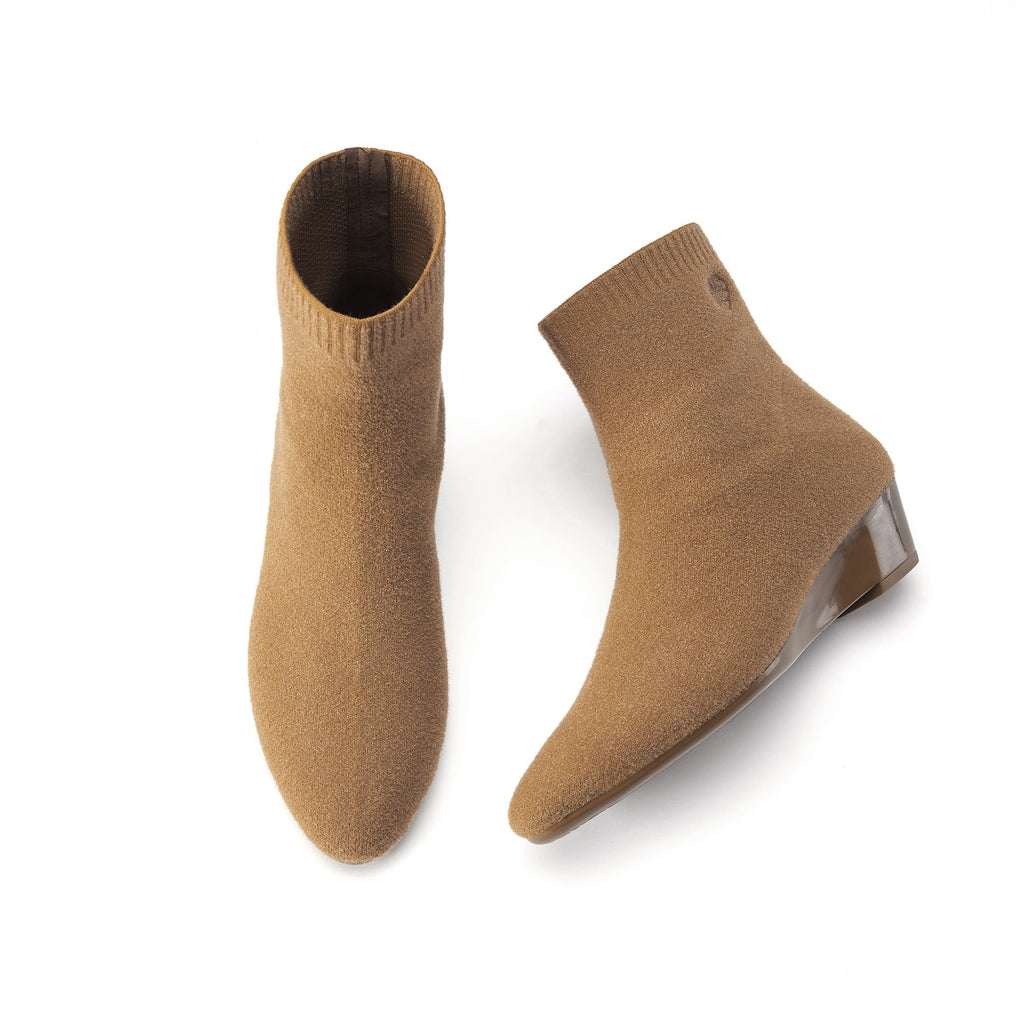 Malove Ladies' Wedge-Heel Wool Booties 5850 Camel - House of Avenues - Designer Shoes | 香港 | 女Ã? House of Avenues