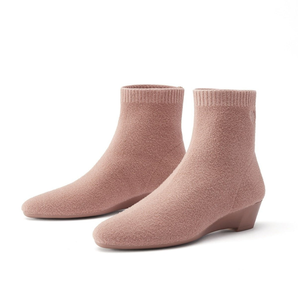 Malove Ladies' Wedge-Heel Wool Booties 5850 Pink - House of Avenues - Designer Shoes | 香港 | 女Ã? House of Avenues