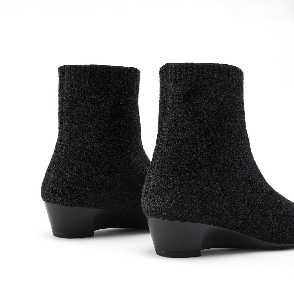 Malove Ladies' Wedge-Heel Wool Booties 5850 Black - House of Avenues - Designer Shoes | 香港 | 女Ã? House of Avenues