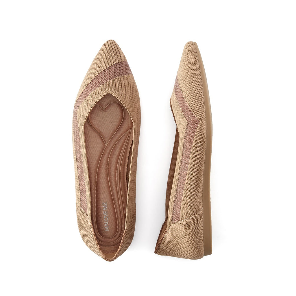 Malove Ladies' Basics Stripe Flats 5876 Beige - Designer Shoes | 香港 House of Avenues 女Ã?
