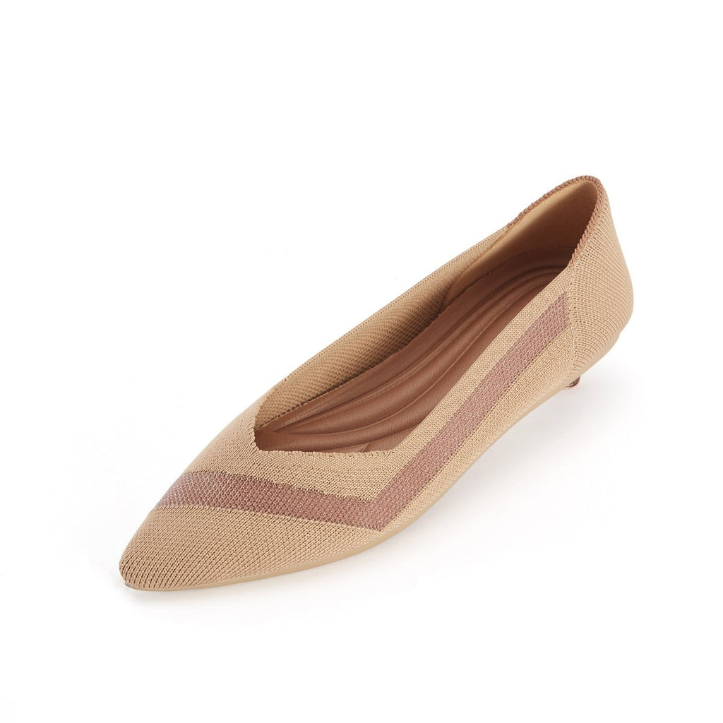 Malove Ladies' Basics Stripe Flats 5876 Beige - Designer Shoes | 香港 House of Avenues 女Ã?