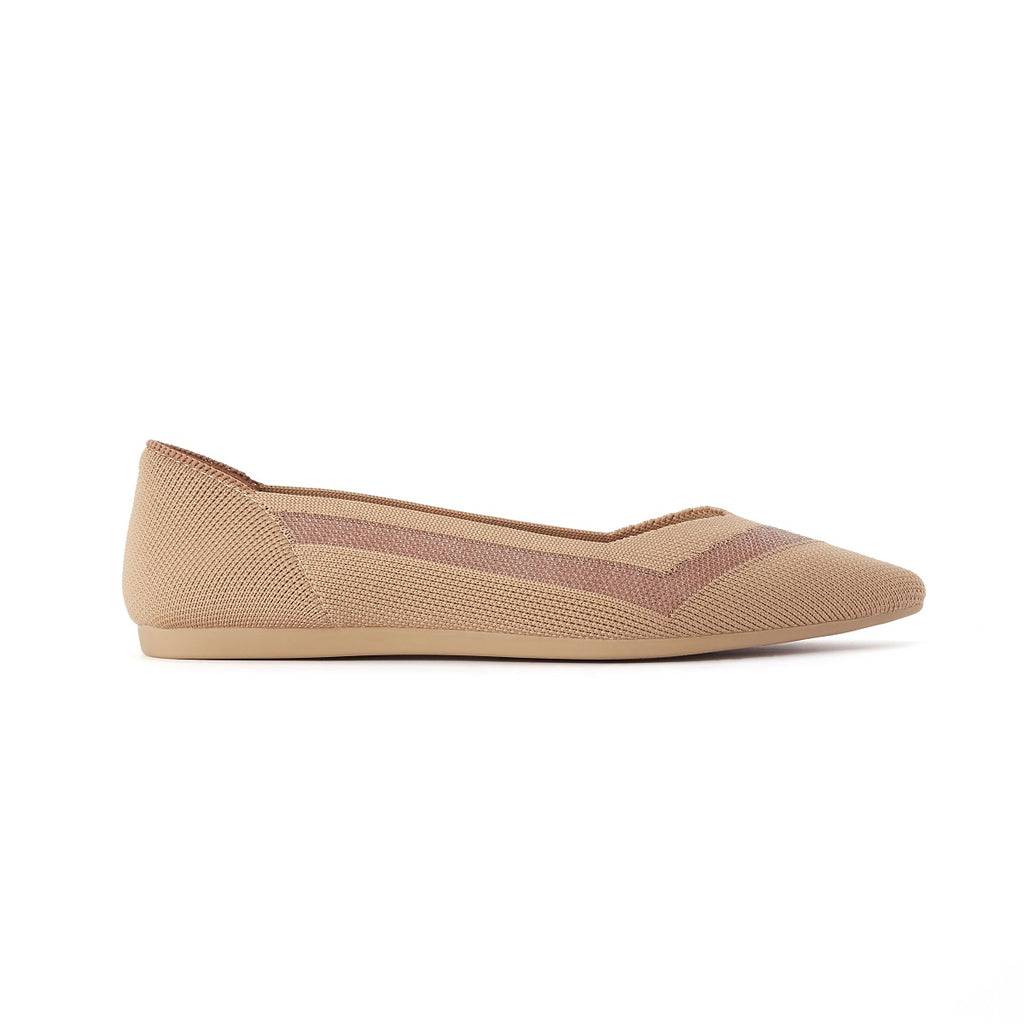Malove Ladies' Basics Stripe Flats 5876 Beige - Designer Shoes | 香港 House of Avenues 女Ã?
