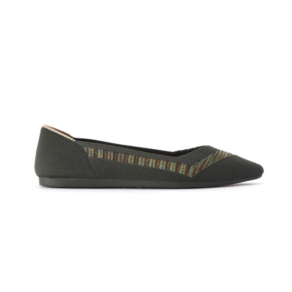 Malove Ladies' Basics Stripe Flats 5876 Green - Designer Shoes | 香港 House of Avenues 女Ã?