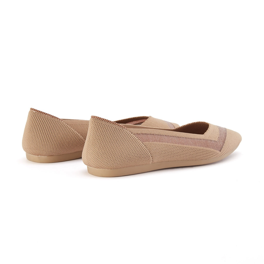 Malove Ladies' Basics Stripe Flats 5876 Beige - Designer Shoes | 香港 House of Avenues 女Ã?