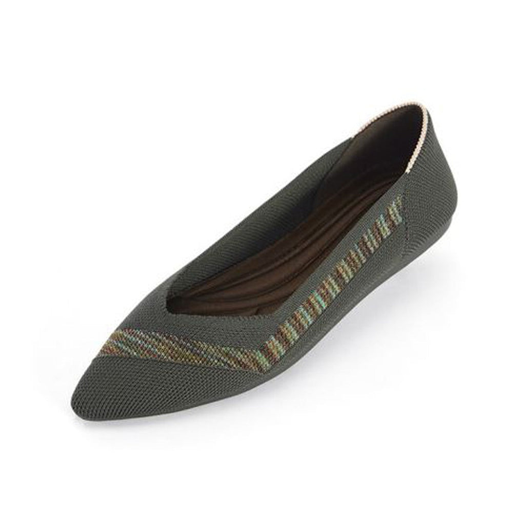 Malove Ladies' Basics Stripe Flats 5876 Green - Designer Shoes | 香港 House of Avenues 女Ã?