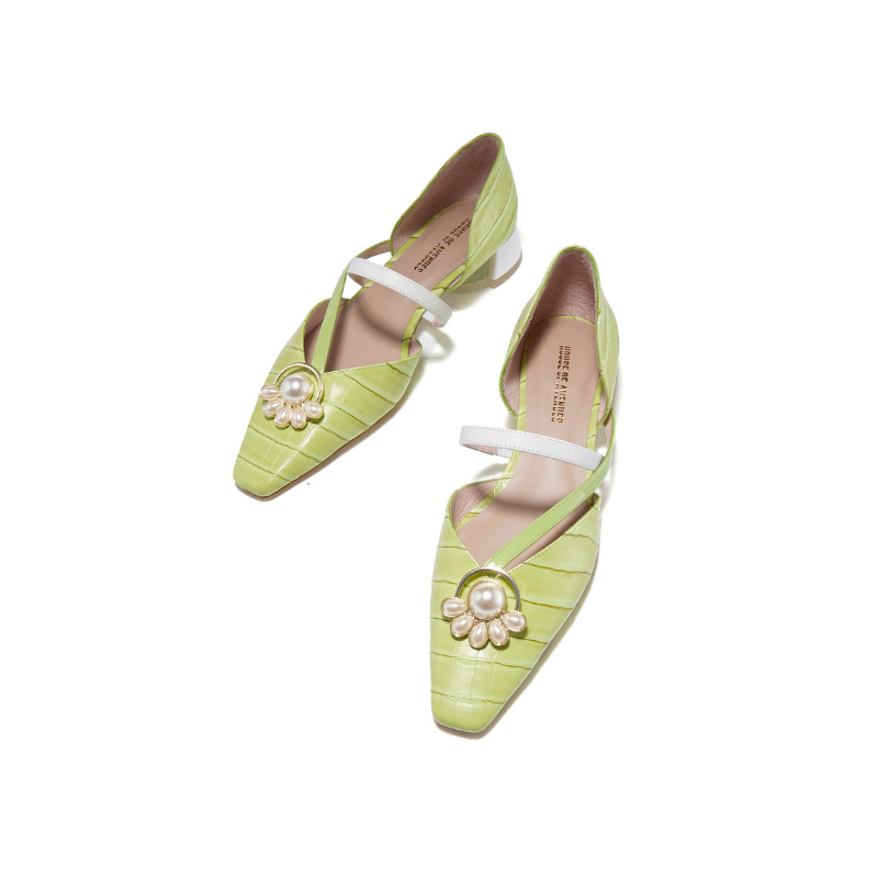 Croco Print Low Heel Mule 5641 Green - House of Avenues - Designer Shoes | 香港 | 女Ã? House of Avenues