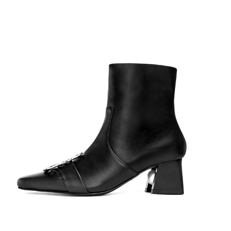 Ladies Square Toe with Metal Brooch Bootie 5553 Black - House of Avenues - Designer Shoes | 香港 | 女Ã? House of Avenues