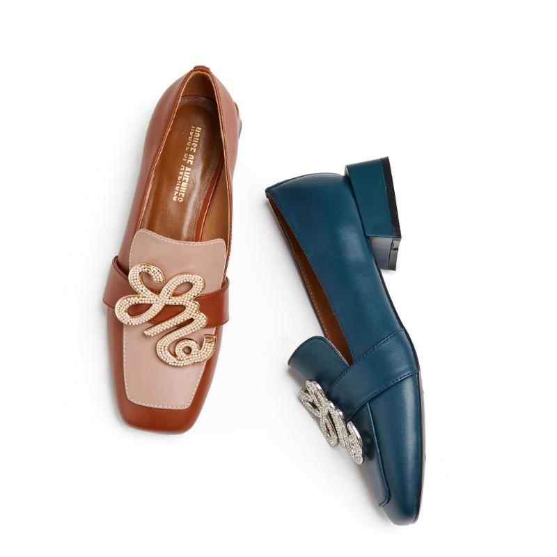 Ladies Square Toe Retro Loafer 5552 Navy - House of Avenues - Designer Shoes | 香港 | 女Ã? House of Avenues