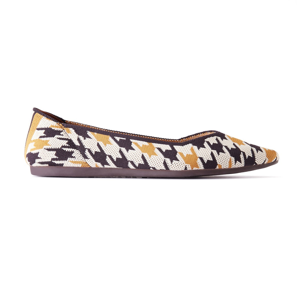 Malove Ladies' Houndstooth Pattern Flats 5877 Brown - Designer Shoes | 香港 House of Avenues 女Ã?