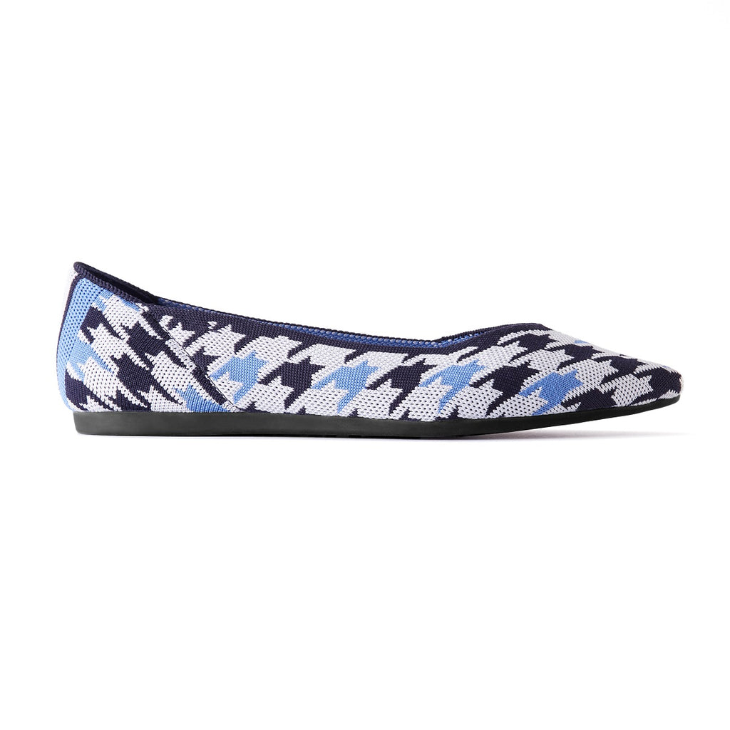 Malove Ladies' Houndstooth Pattern Flats 5877 Blue - Designer Shoes | 香港 House of Avenues 女Ã?