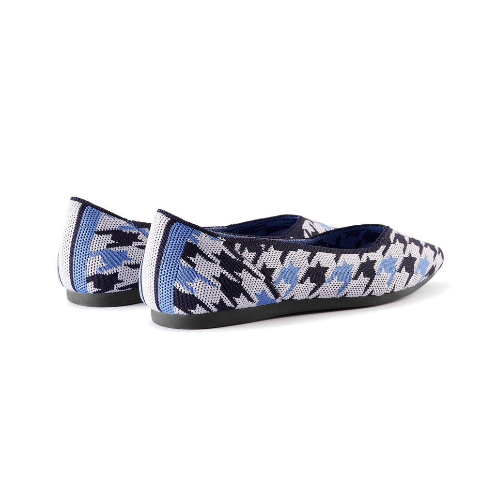 Malove Ladies' Houndstooth Pattern Flats 5877 Blue - Designer Shoes | 香港 House of Avenues 女Ã?