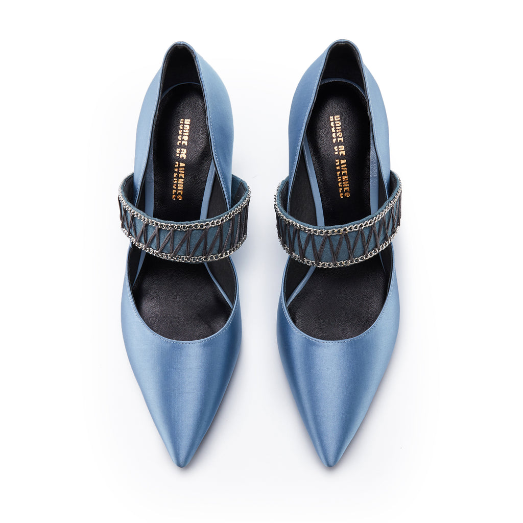 Ladies Satin Strap Mary Jane Pumps 5575 Blue - House of Avenues - Designer Shoes | 香港 | 女Ã? House of Avenues