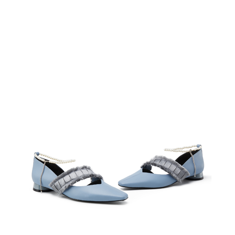 Ladies Pearl Ankle Strap Low Heel Pumps 5574 Blue - House of Avenues - Designer Shoes | 香港 | 女Ã? House of Avenues