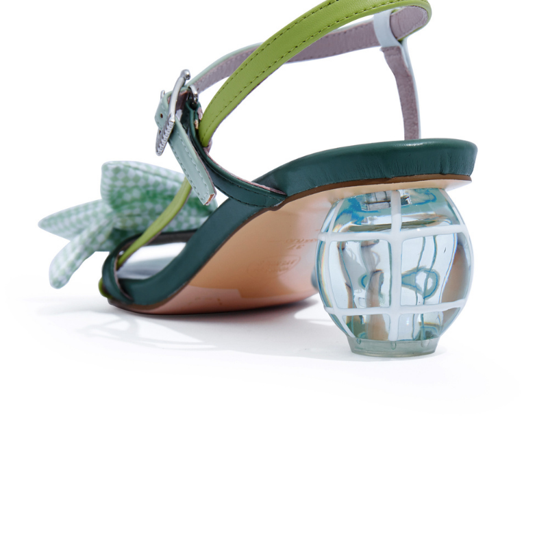 Satin Goldfish Bow Ankle Strap Sandal 5617 Green - House of Avenues - Designer Shoes | 香港 | 女Ã? House of Avenues