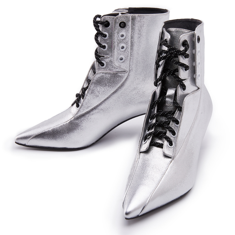 Ladies Retro Lace Up Bootie 5164 Silver - House of Avenues - Designer Shoes | 香港 | 女Ã? House of Avenues