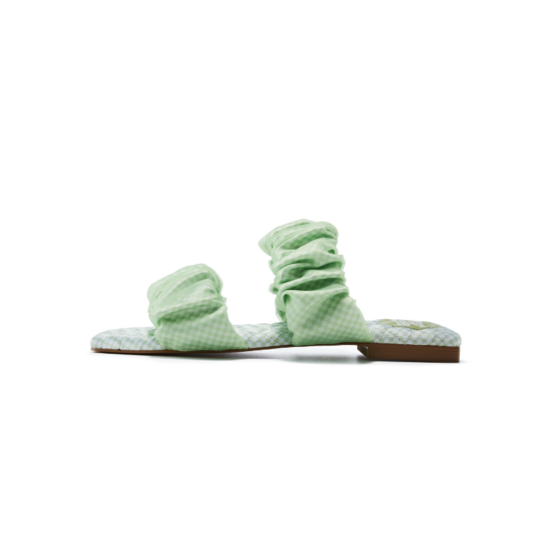Satin Goldfish Print Flat Sandal 5619 Green - House of Avenues - Designer Shoes | 香港 | 女Ã? House of Avenues