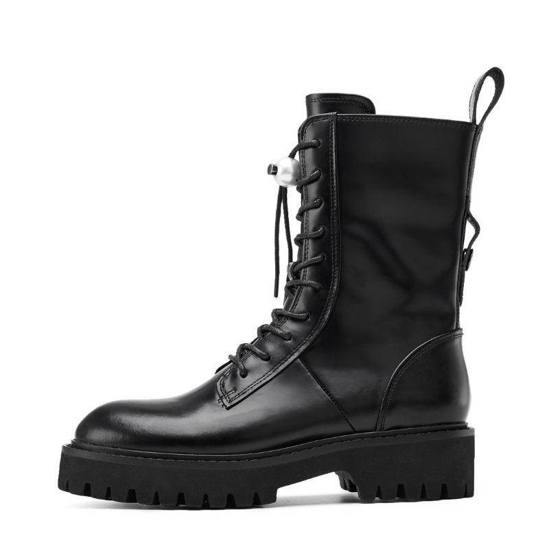 Ladies Lace Up Leather Military Boot 5563 - House of Avenues - Designer Shoes | 香港 | 女Ã? House of Avenues