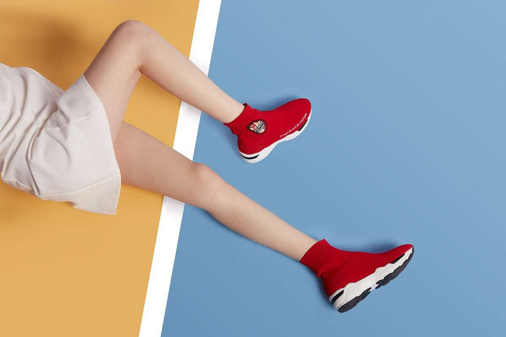 Ladies Socking High Top Sneaker 4486 Red - House of Avenues - Designer Shoes | 香港 | 女Ã? House of Avenues