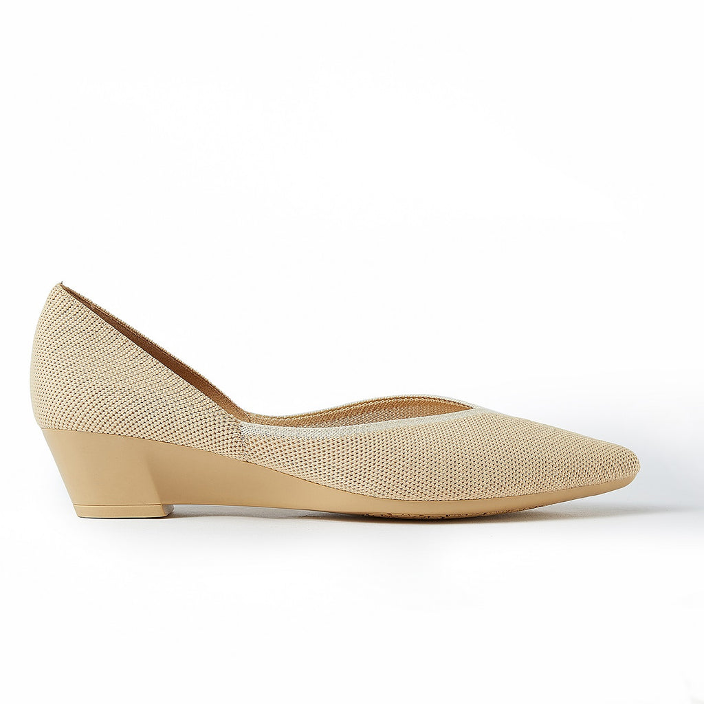 Malove Ladies' Colorblock Wedge Heel Pump 5762 Beige - Designer Shoes | 香港 House of Avenues 女é?