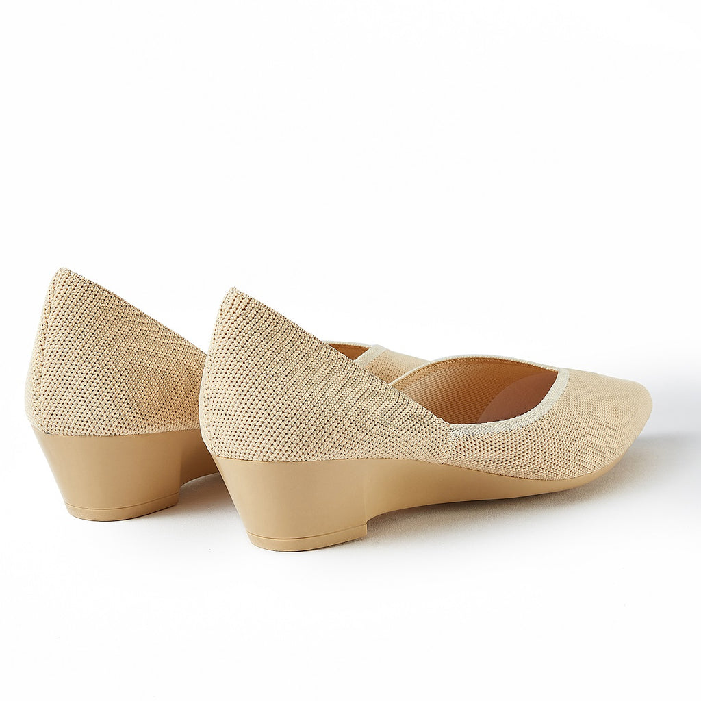 Malove Ladies' Colorblock Wedge Heel Pump 5762 Beige - Designer Shoes | 香港 House of Avenues 女é?