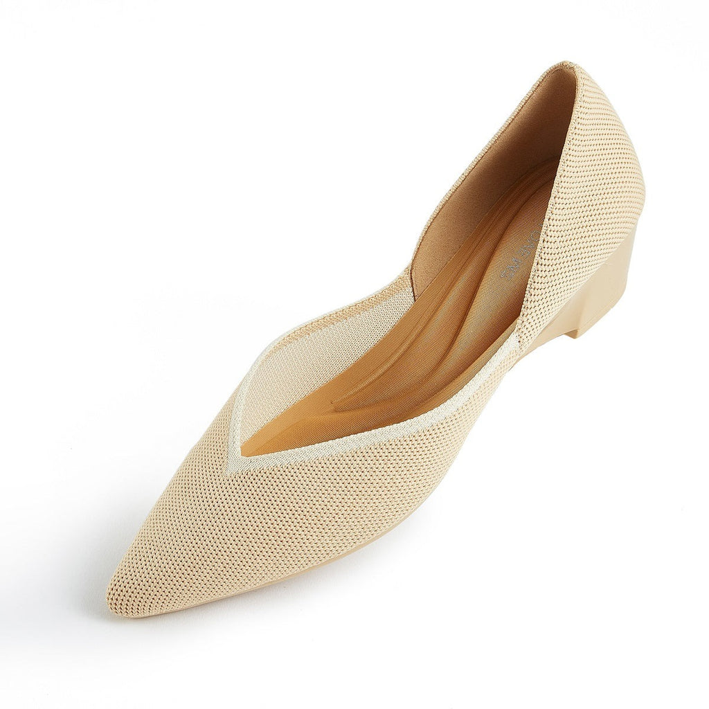 Malove Ladies' Colorblock Wedge Heel Pump 5762 Beige - Designer Shoes | 香港 House of Avenues 女é?