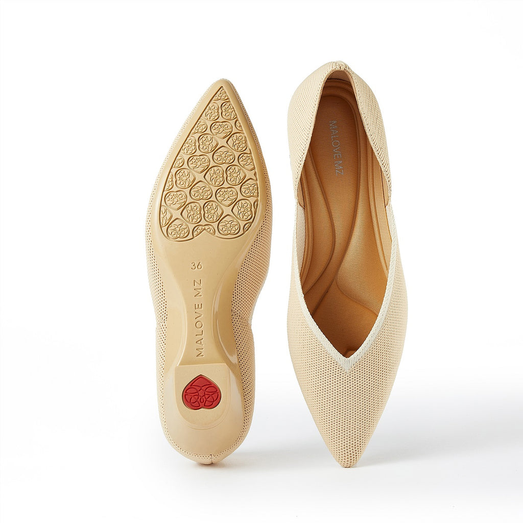Malove Ladies' Colorblock Wedge Heel Pump 5762 Beige - Designer Shoes | 香港 House of Avenues 女é?