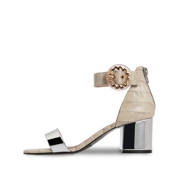 SEA YOU SOON CROC EMBOSSED HEEL SANDAL 5538 BEIGE - House of Avenues - Designer Shoes | 香港 | 女Ã? House of Avenues