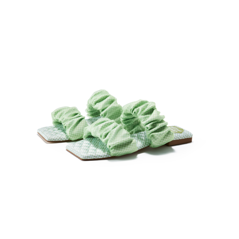 Satin Goldfish Print Flat Sandal 5619 Green - House of Avenues - Designer Shoes | 香港 | 女Ã? House of Avenues