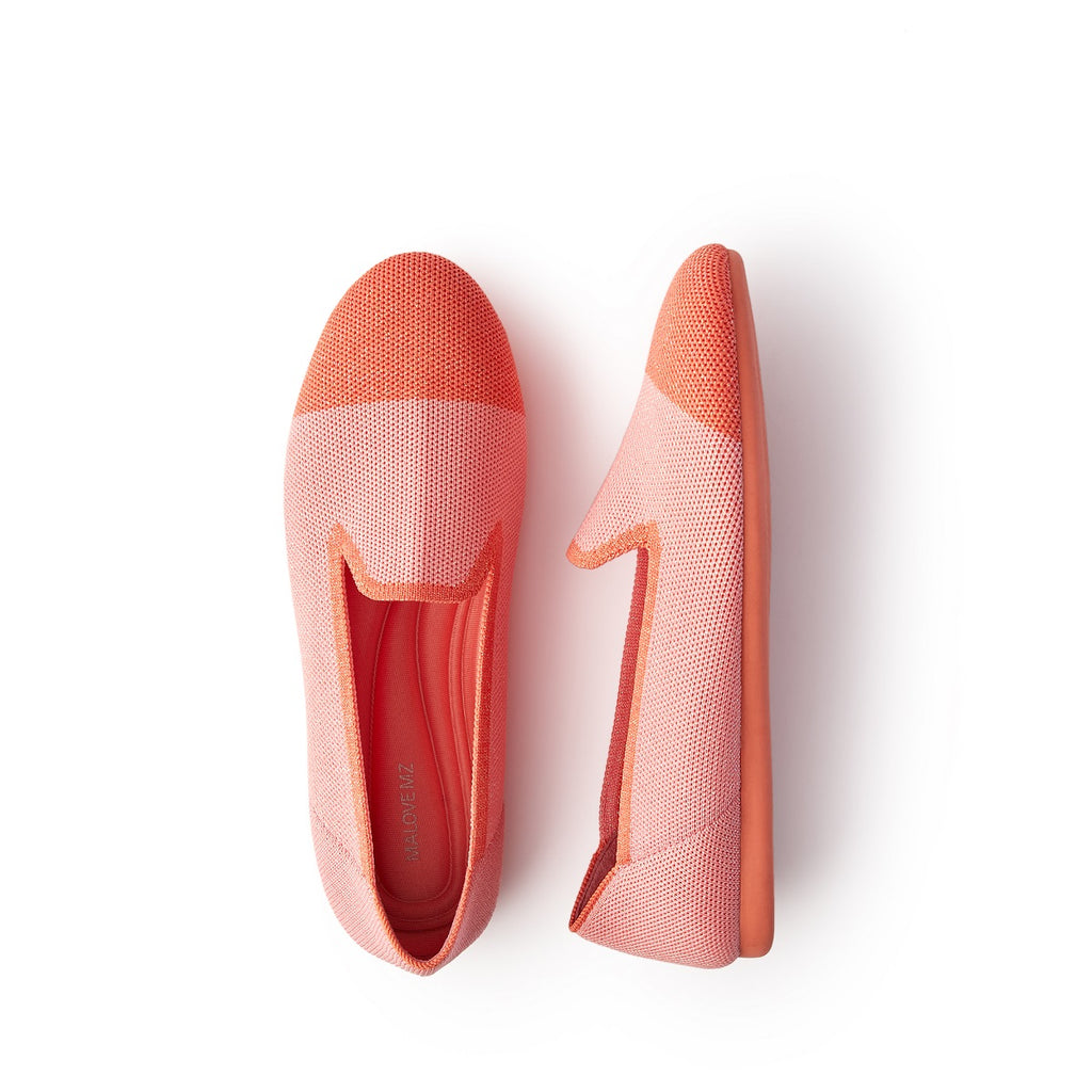 Malove Ladies' Colorblock Mixed Metal Yarn Flats 5808 Coral - Designer Shoes | 香港 House of Avenues 女é?