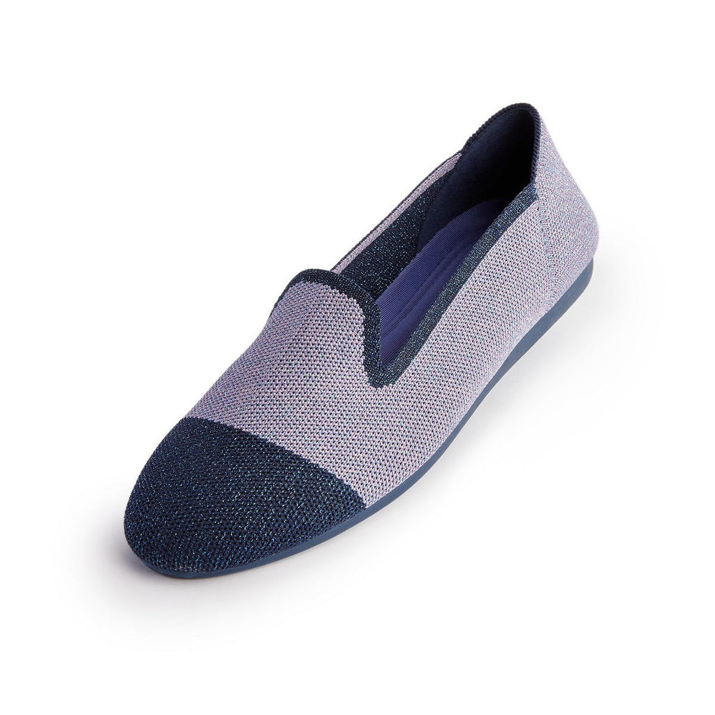Malove Ladies' Colorblock Mixed Metal Yarn Flats 5808 Navy - Designer Shoes | 香港 House of Avenues 女é?