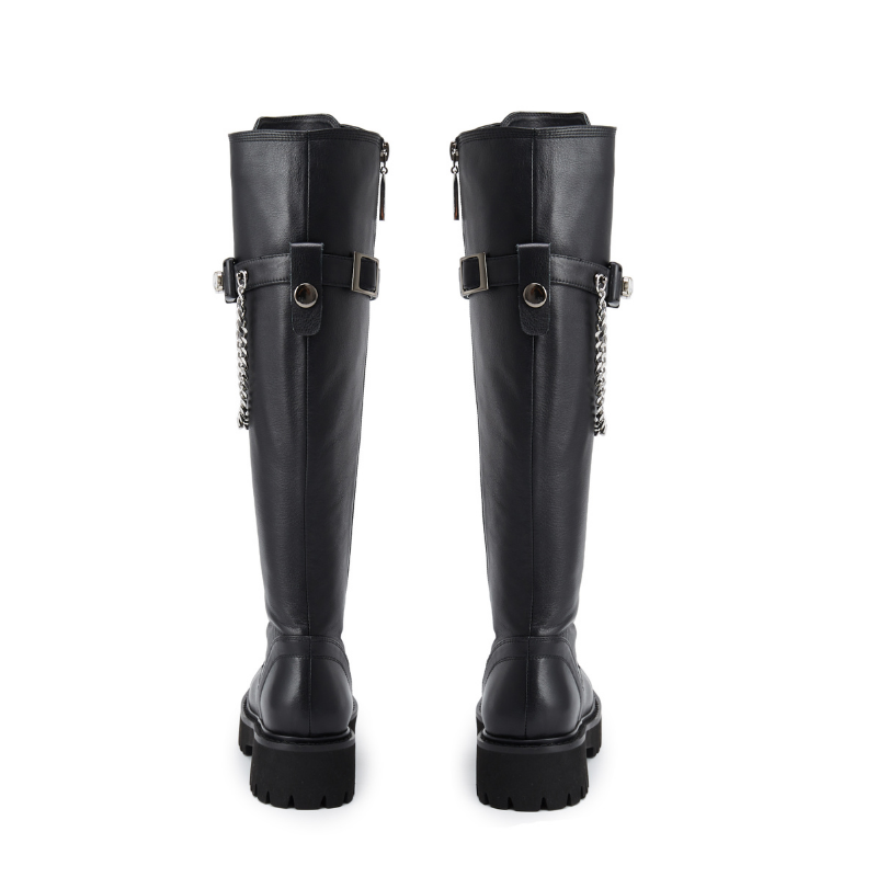 Ladies Chain Leather Combat Boot 5564 - House of Avenues - Designer Shoes | 香港 | 女Ã? House of Avenues