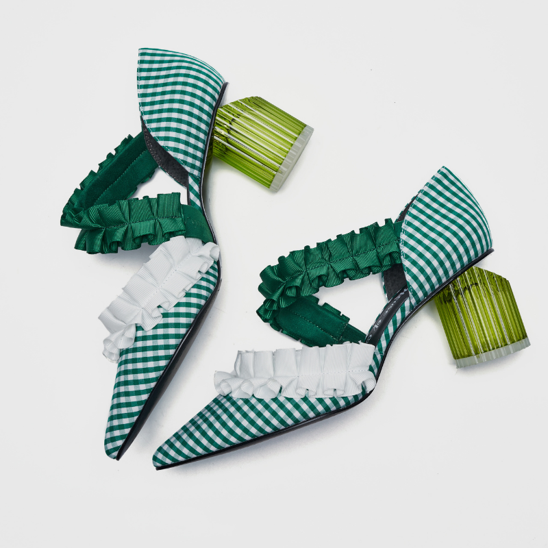 Ladies Ruffle d'orsay Heel Pumps 5232 Green - House of Avenues - Designer Shoes | 香港 | 女Ã? House of Avenues