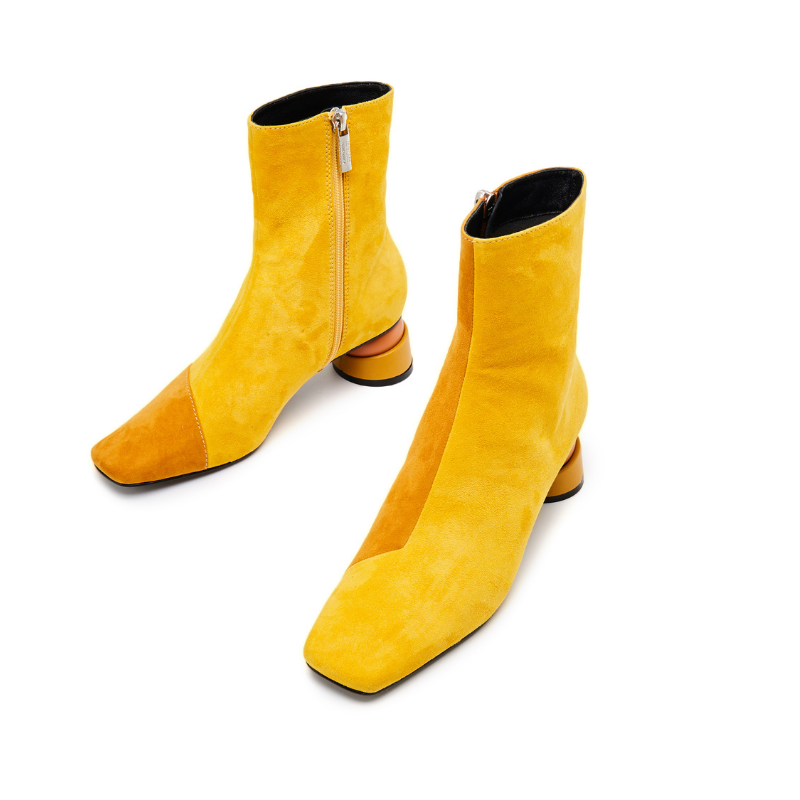 Ladies Color Block Mid Bootie 5570 Yellow - House of Avenues - Designer Shoes | 香港 | 女Ã? House of Avenues