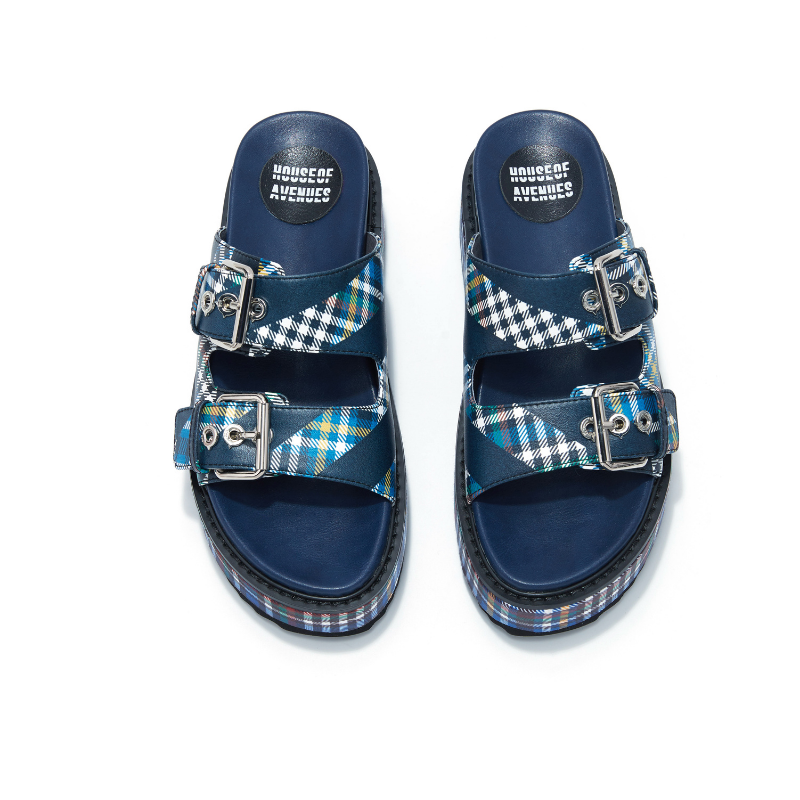 Ladies Check Pattern Platform Beach Sandal 4483 - House of Avenues - Designer Shoes | 香港 | 女Ã? House of Avenues
