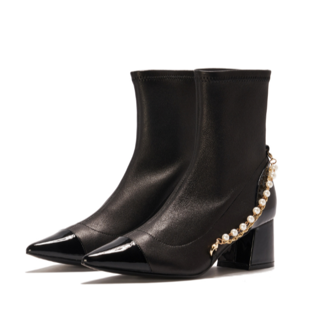 Ladies Pearl & Chain Leather Ankle Boot 5413 - House of Avenues - Designer Shoes | 香港 | 女Ã? House of Avenues