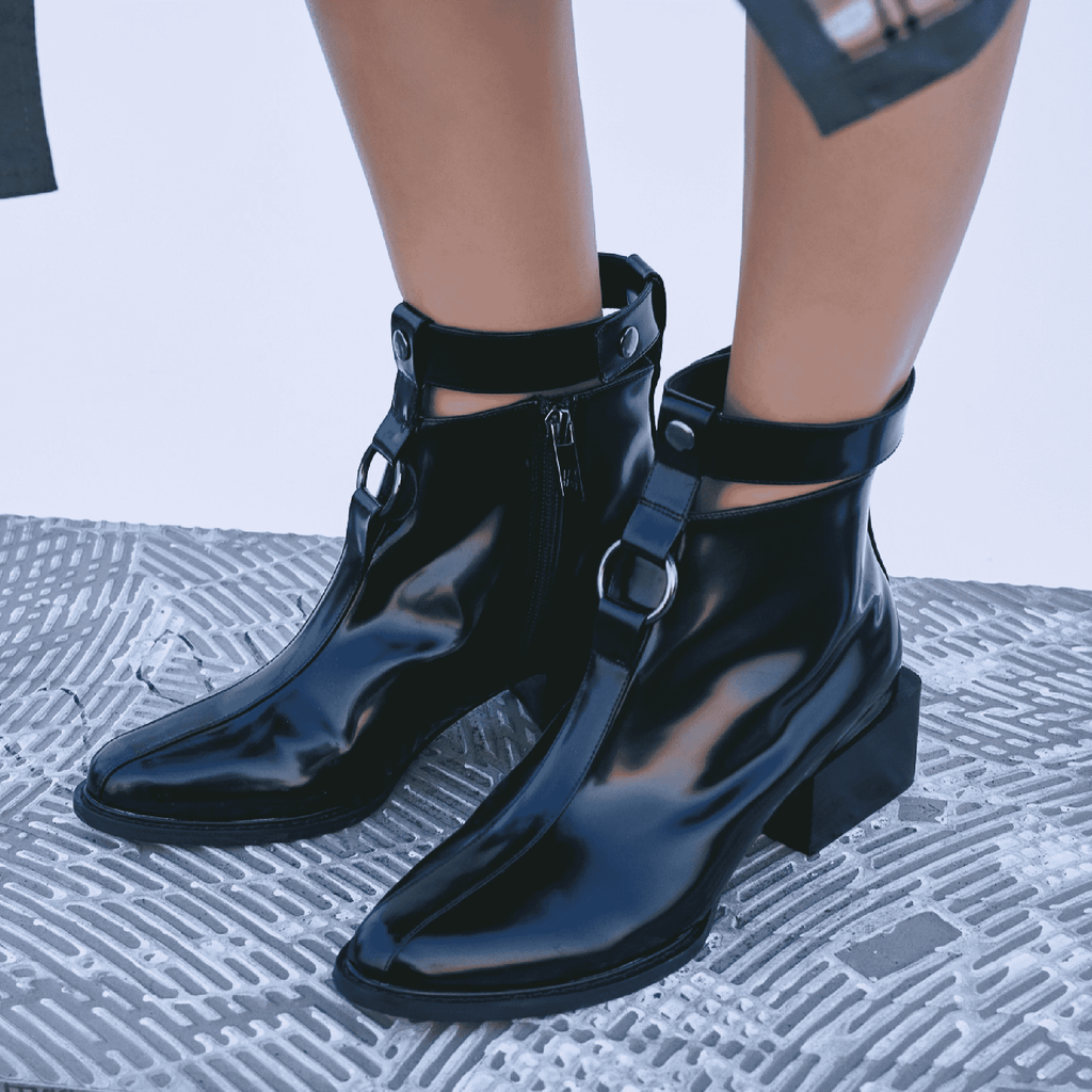 Hollow with Hoop Patent Ankle Bootie 4163 - House of Avenues - Designer Shoes | 香港 | 女Ã? House of Avenues