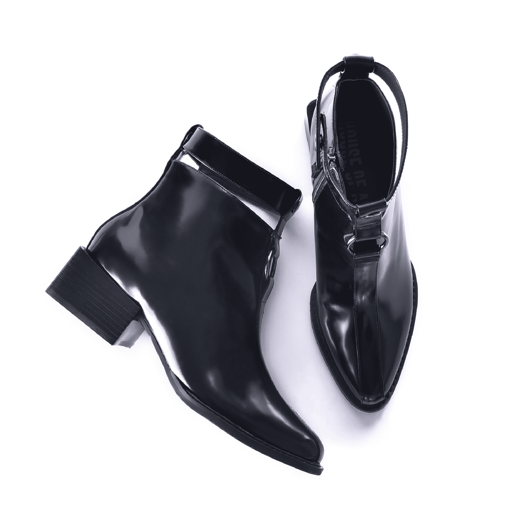 Hollow with Hoop Patent Ankle Bootie 4163 - House of Avenues - Designer Shoes | 香港 | 女Ã? House of Avenues