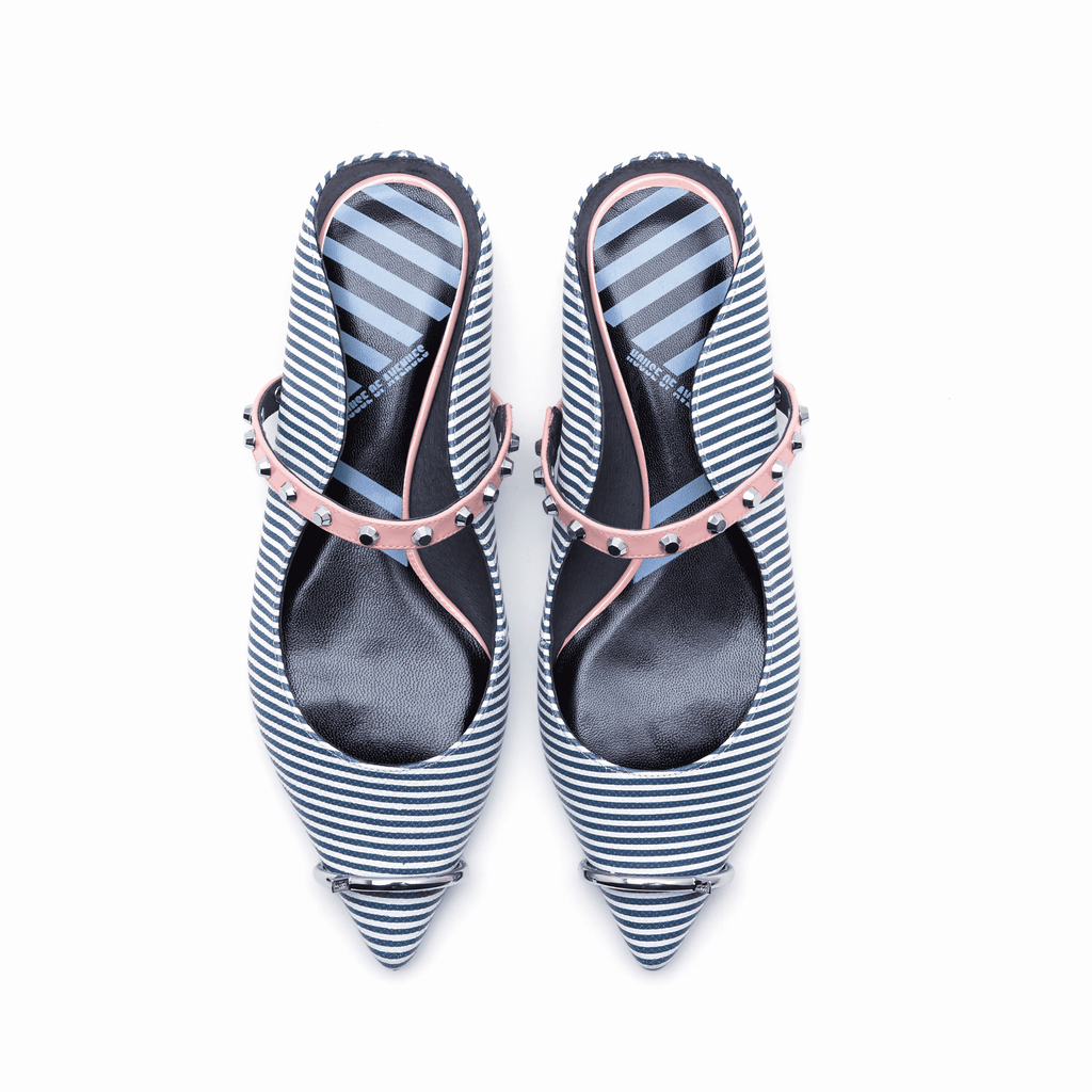 Ladies Ring Toe Stripe Flat Mule 4396 Light Grey - House of Avenues - Designer Shoes | 香港 | 女Ã? House of Avenues