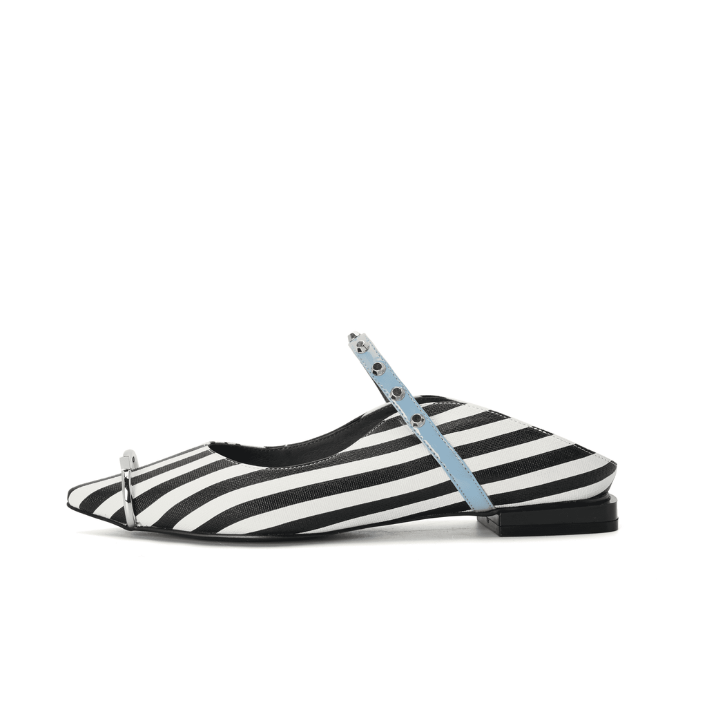 Ladies Ring Toe Flat Mule 4396 Black & White - House of Avenues - Designer Shoes | 香港 | 女Ã? House of Avenues