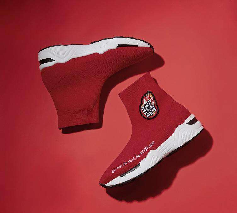 Ladies Socking High Top Sneaker 4486 Red - House of Avenues - Designer Shoes | 香港 | 女Ã? House of Avenues