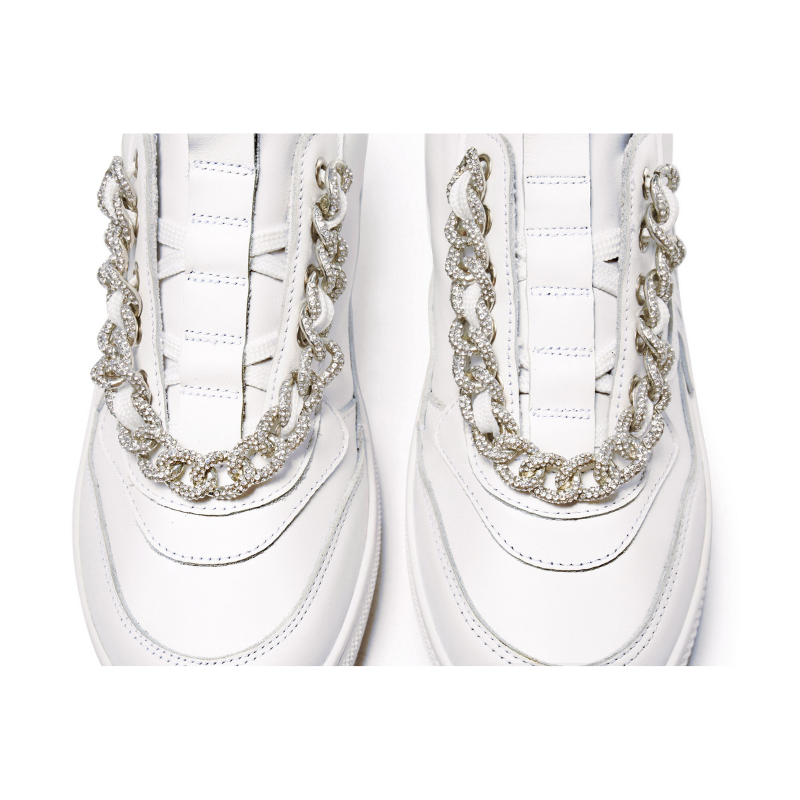 Ladies Rhinestone Chain Sneaker 5550 White - House of Avenues - Designer Shoes | 香港 | 女Ã? House of Avenues